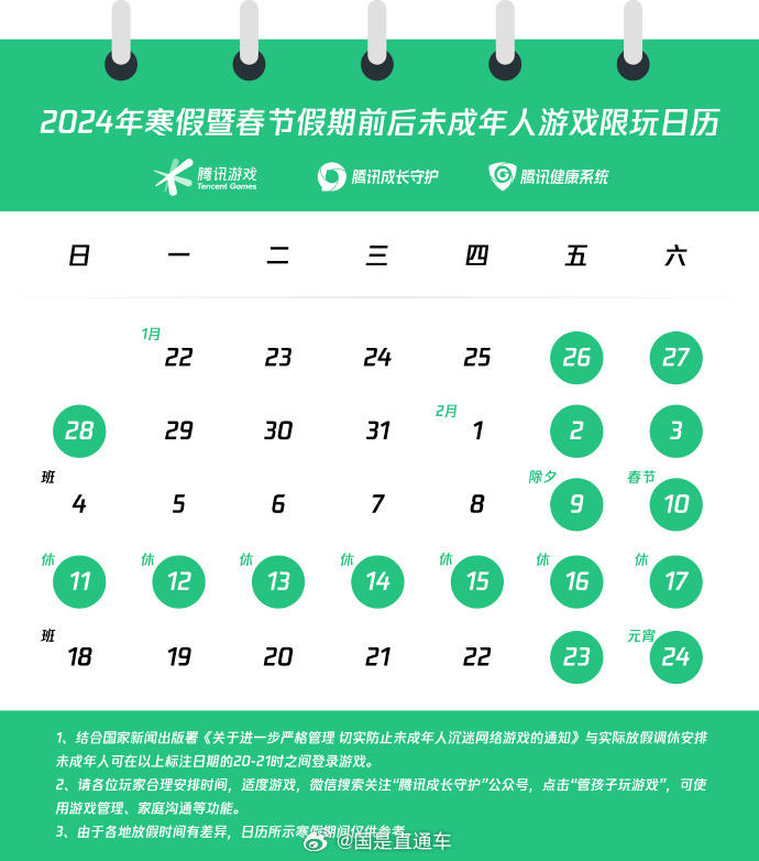 腾讯游戏发布寒假限玩通知,未成年人假期限玩16小时