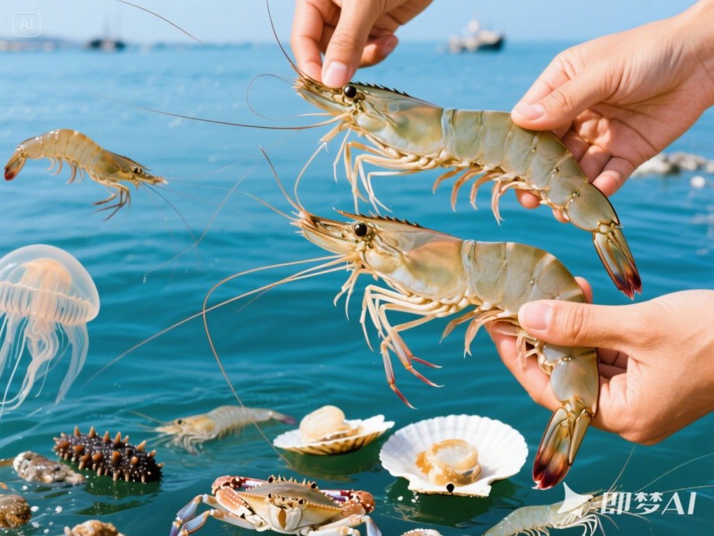 中国对虾、长毛对虾、扇贝、梭子蟹、海蜇、海参等，有效推动了鱼贝类资源恢复。 (2).jpeg