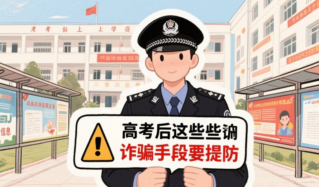 jimeng-2025-06-11-8999-警方提示：高考后这些诈骗手段要提防，手绘.jpeg