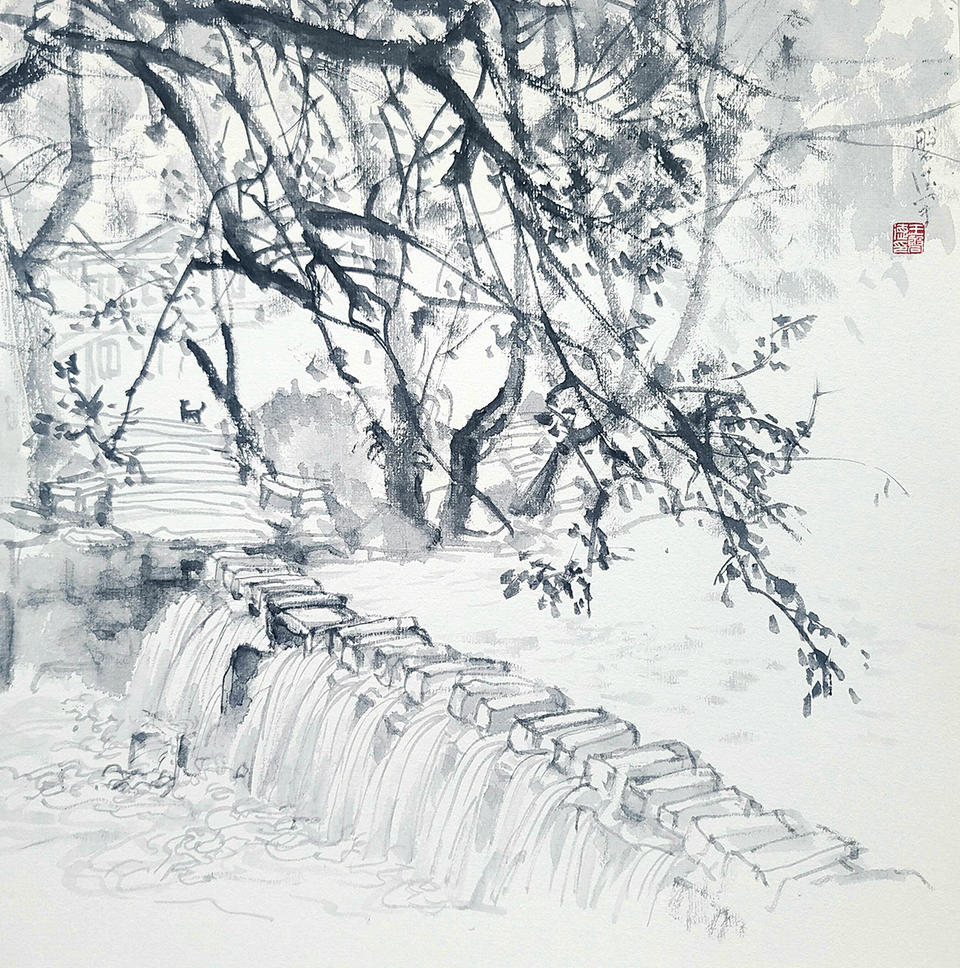 王磐德速写作品欣赏（四）：秋雨晚来急