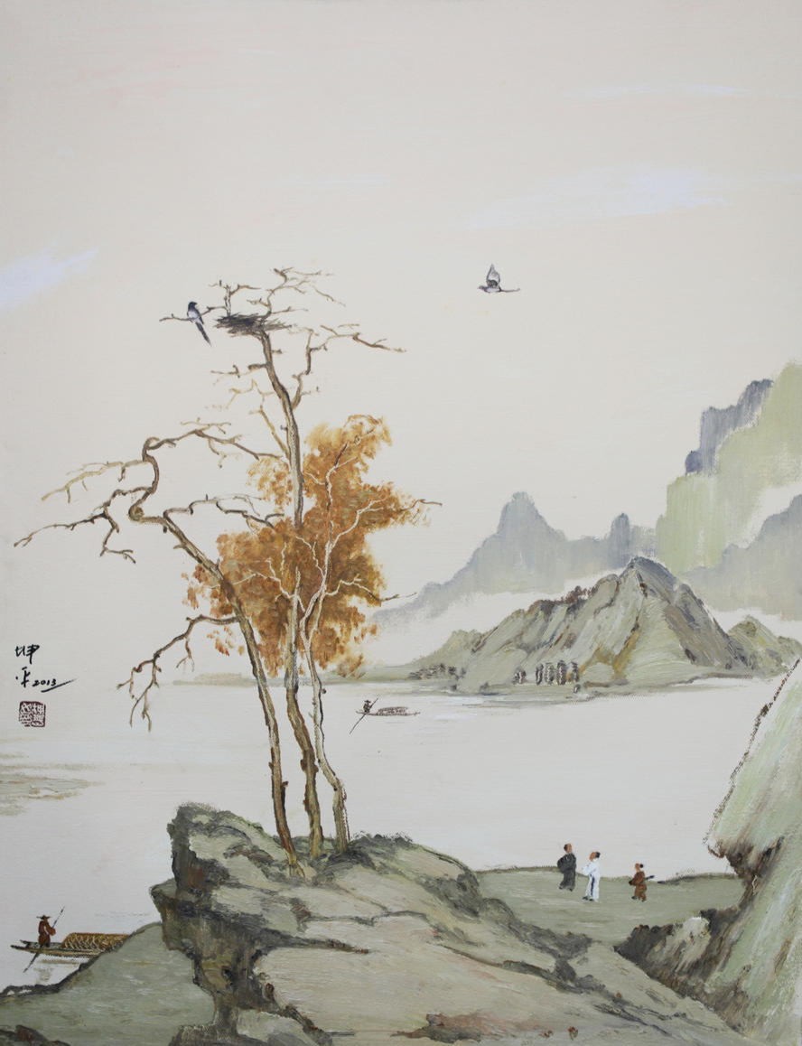  韩坤平油画融合国画山水意境