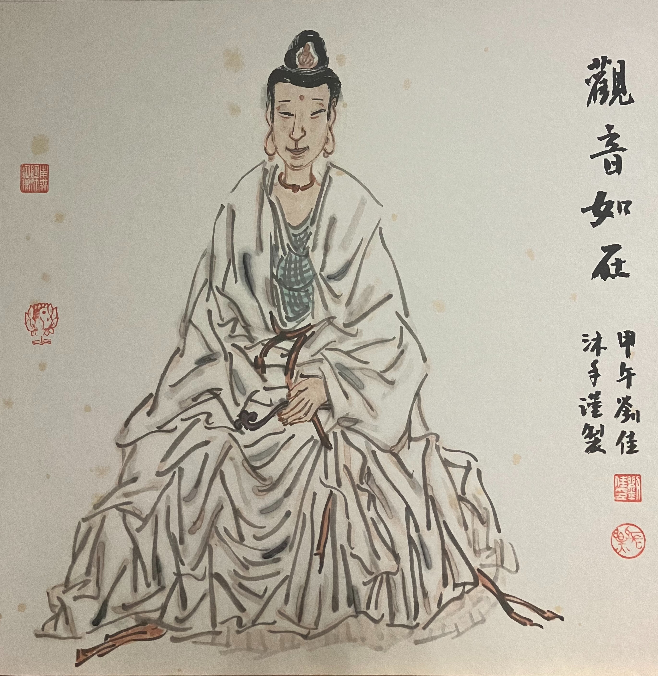 刘佳老师观音画作细腻传神